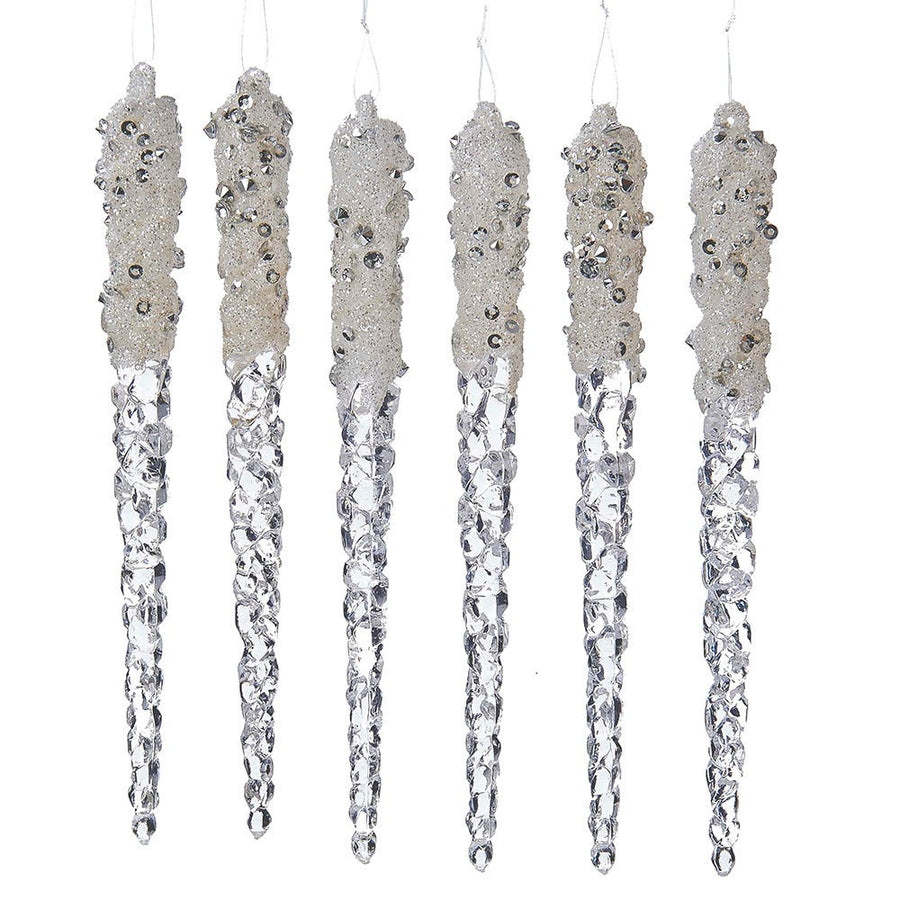6" Glittered Icicle Ornaments