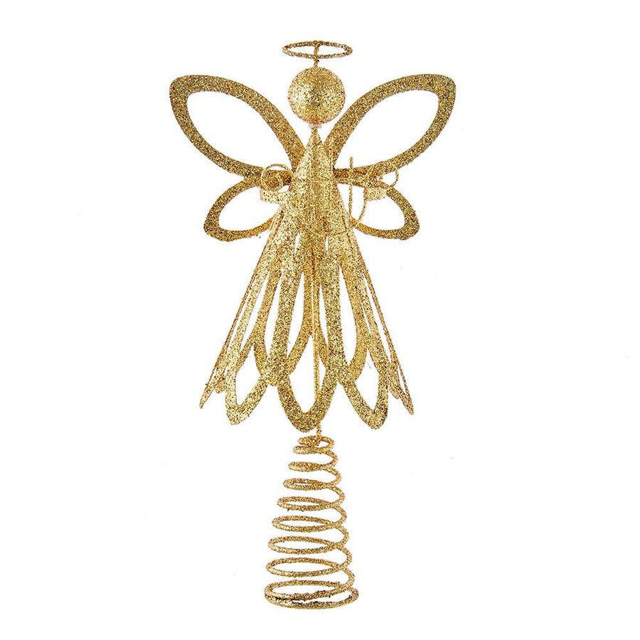 12" Un-Lit Gold Glittered Angel Treetop
