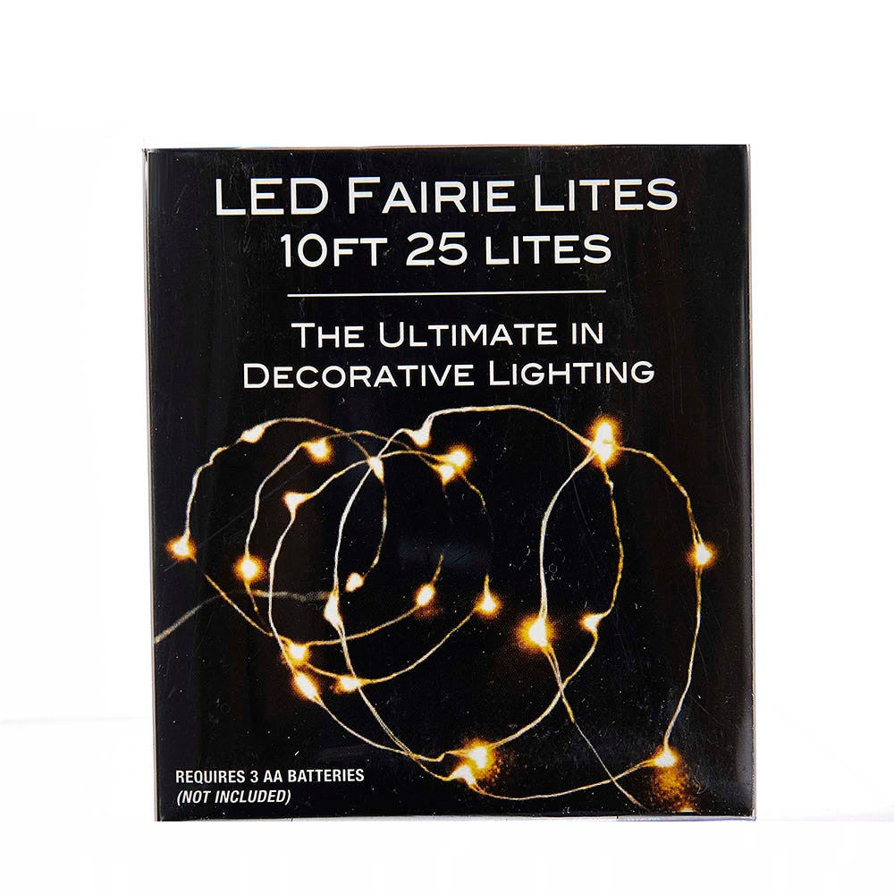 8' Battery Operated 25L Cool White Fairy LED Silver Wire Light Set In PDQ
