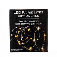 8' Battery Operated 25L Cool White Fairy LED Silver Wire Light Set In PDQ