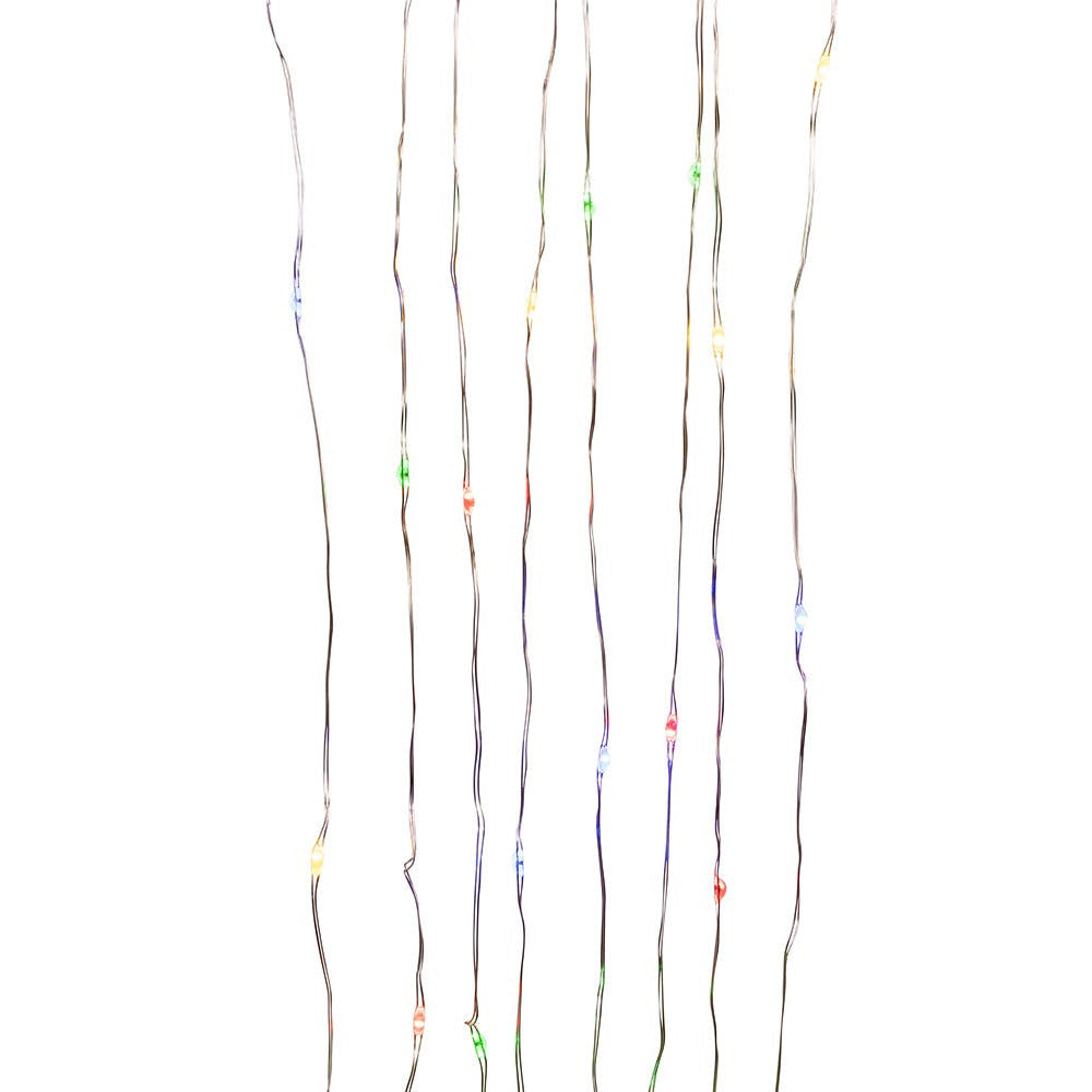 8' Battery Operated 25L Multicolor Fairy LED Silver Wire Light Set In PDQ