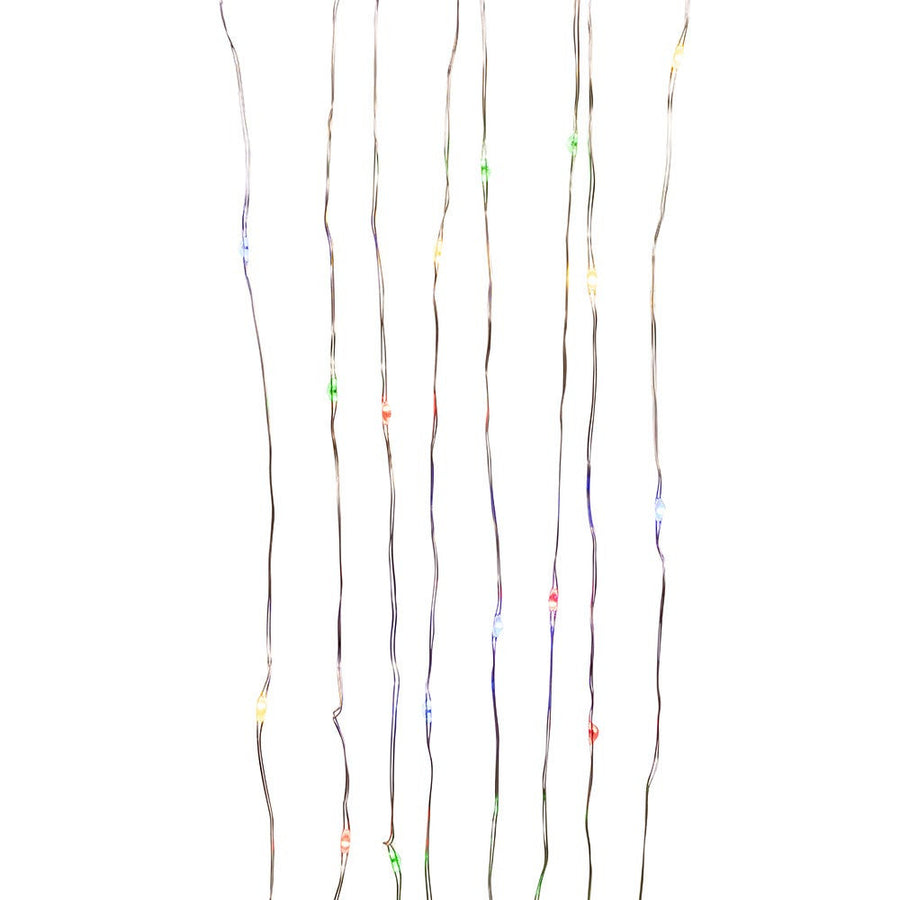 8' Battery Operated 25L Multicolor Fairy LED Silver Wire Light Set In PDQ