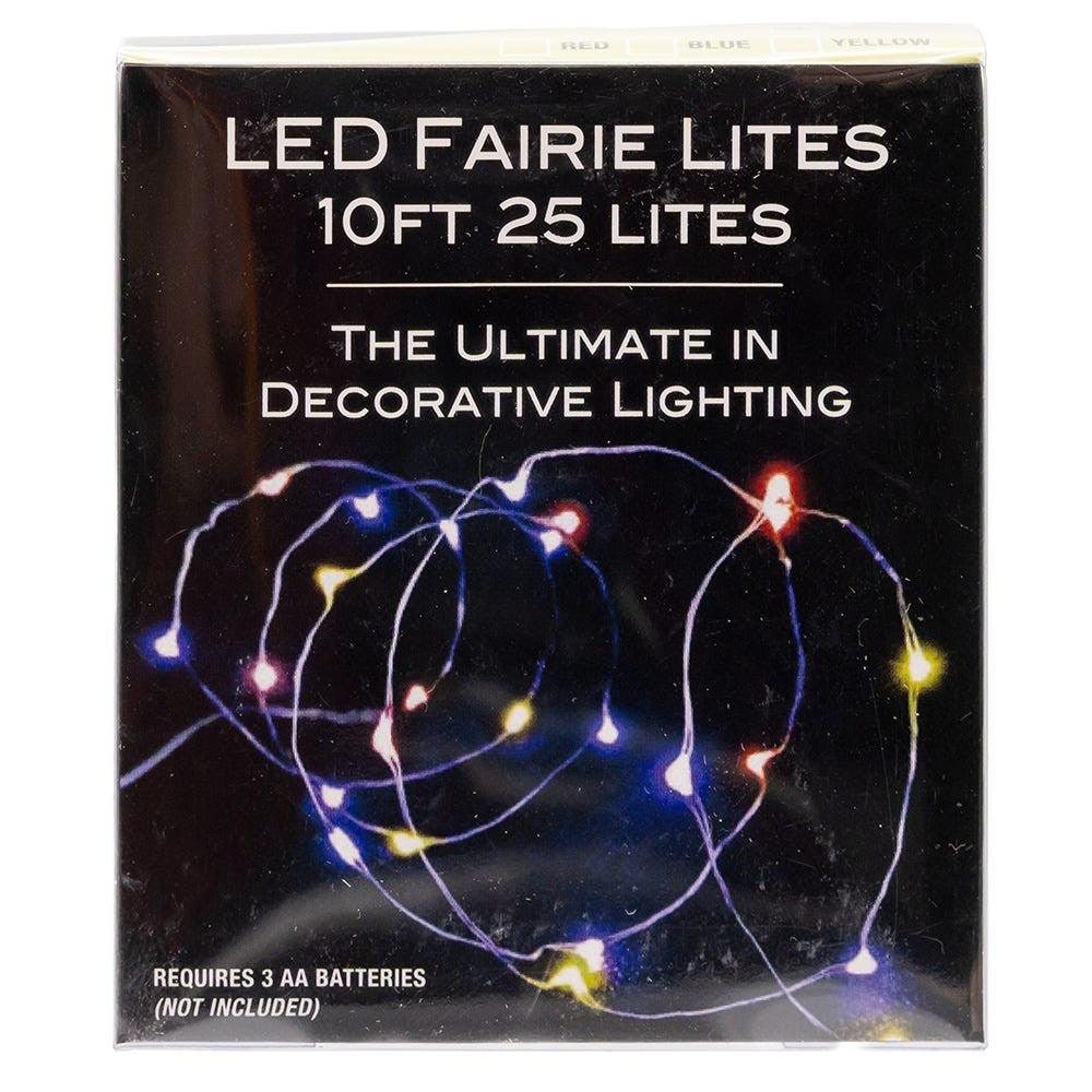 8' Battery Operated 25L Multicolor Fairy LED Silver Wire Light Set In PDQ