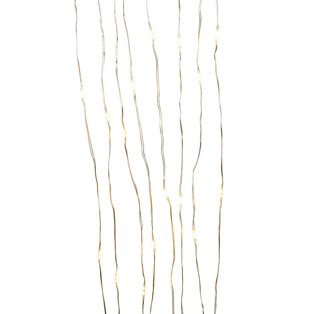 8' Battery Operated 25L Warm White Fairy LED Silver Wire Light Set In PDQ