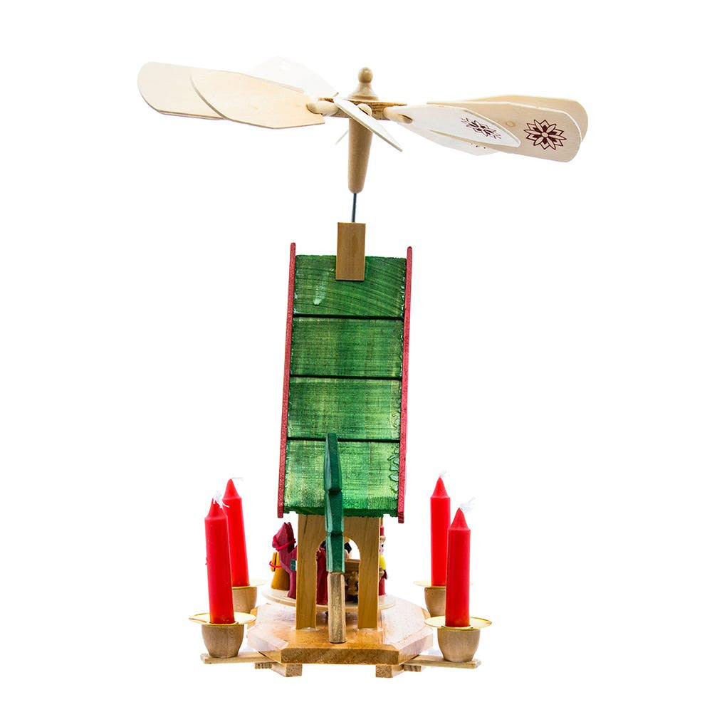 Wooden Christmas Alpine House Carousel With Candles