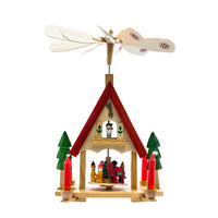 Wooden Christmas Alpine House Carousel With Candles