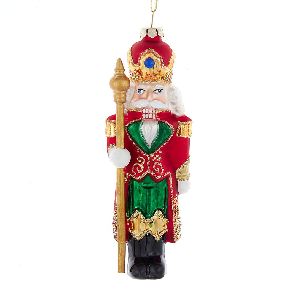 6" Glass Nutcracker With Scepter Ornament