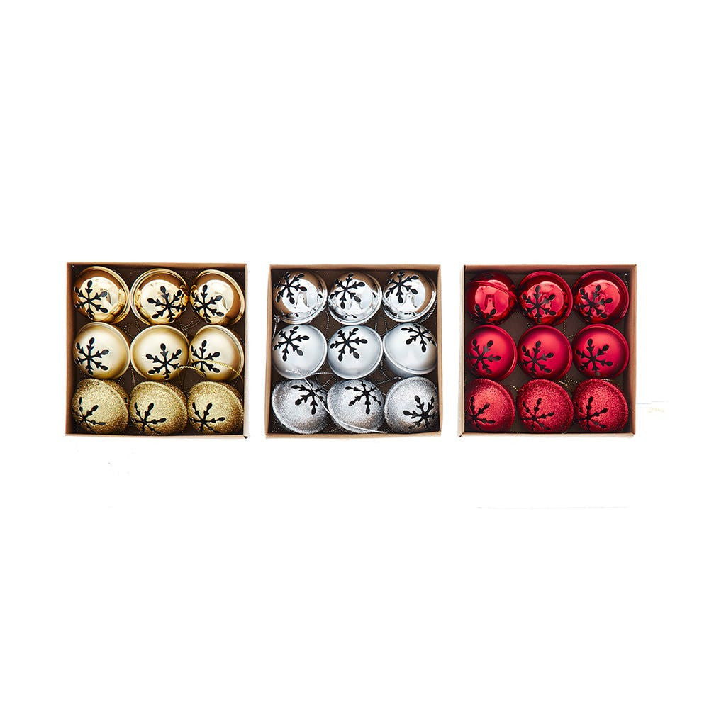 38MM Red, Silver & Gold Bells