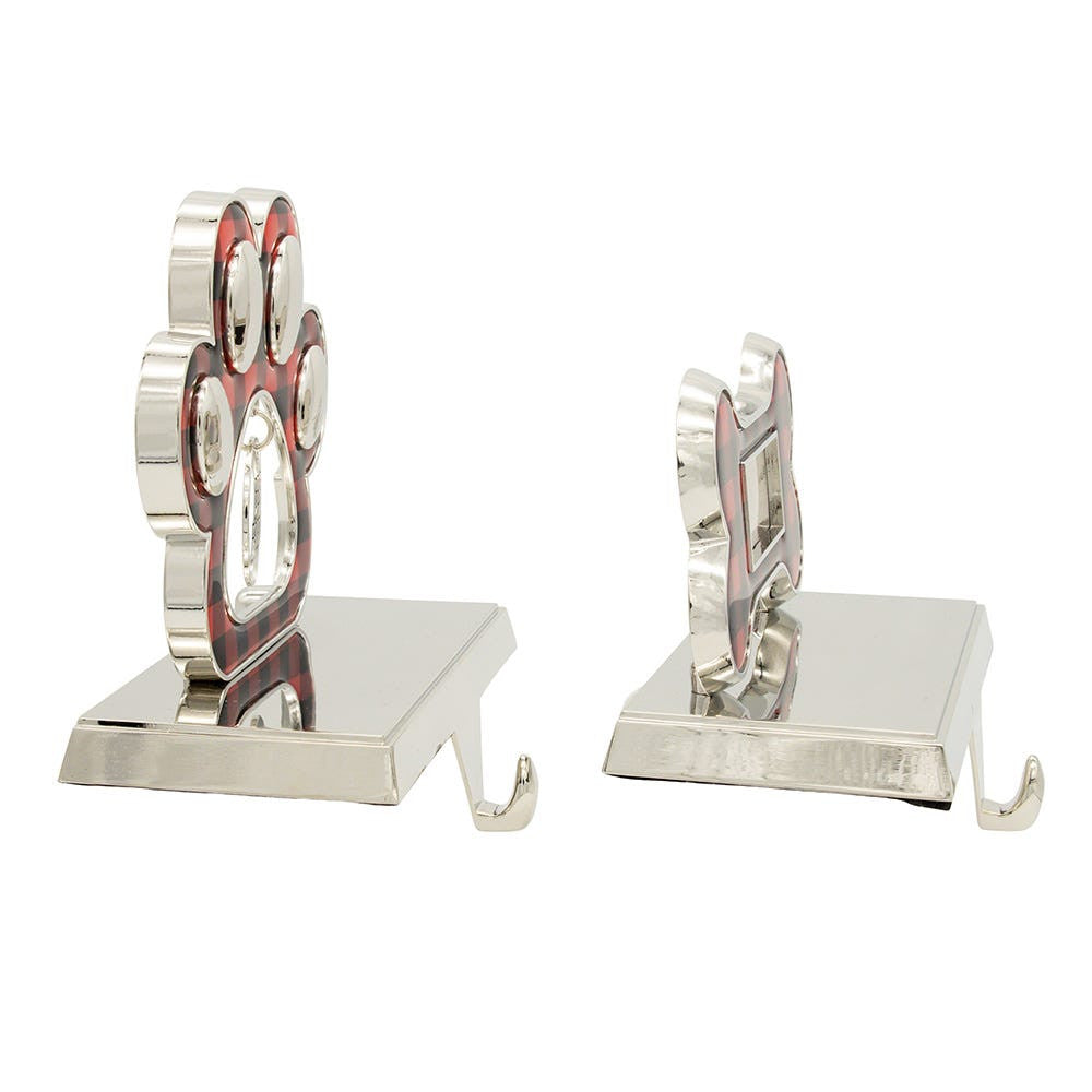 Red & Black Mirrored Dog Bone & Paw Stocking Holders