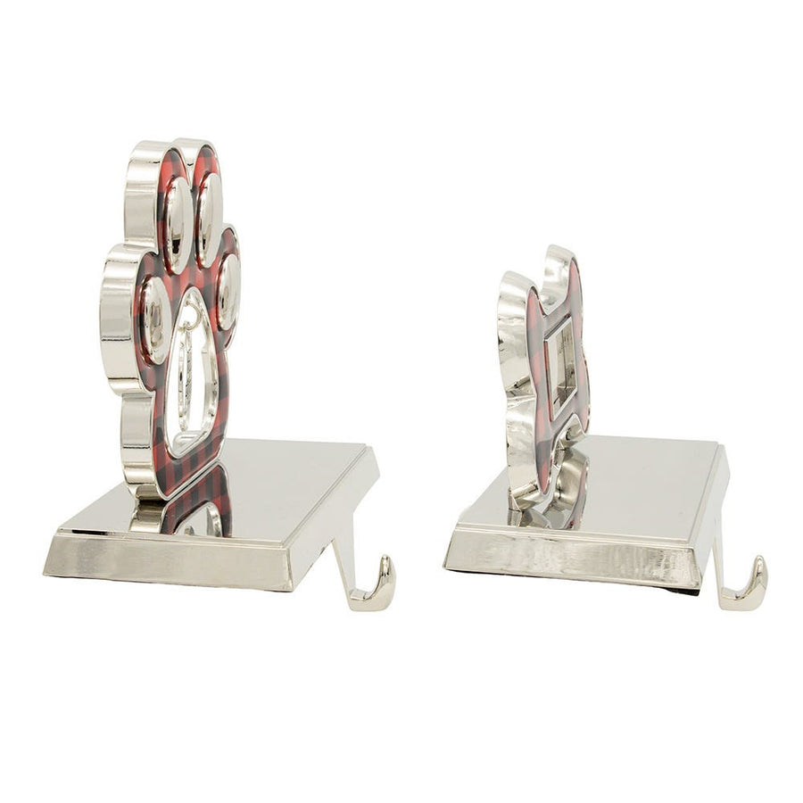 Red & Black Mirrored Dog Bone & Paw Stocking Holders