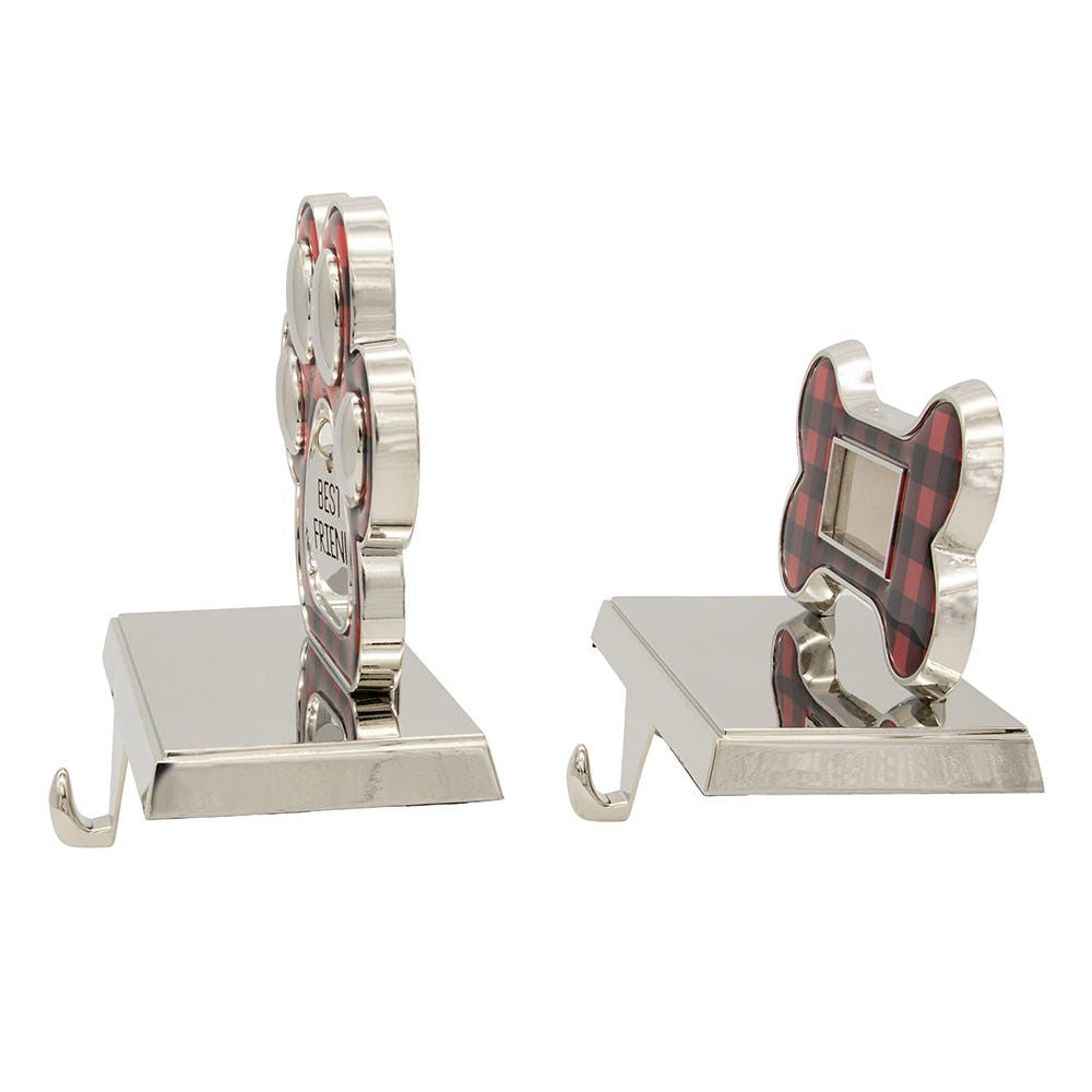 Red & Black Mirrored Dog Bone & Paw Stocking Holders