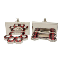 Red & Black Mirrored Dog Bone & Paw Stocking Holders