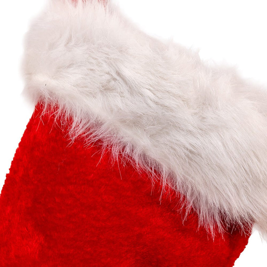 Red Stocking With Faux Rabbit Fur Cuff