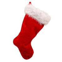 Red Stocking With Faux Rabbit Fur Cuff