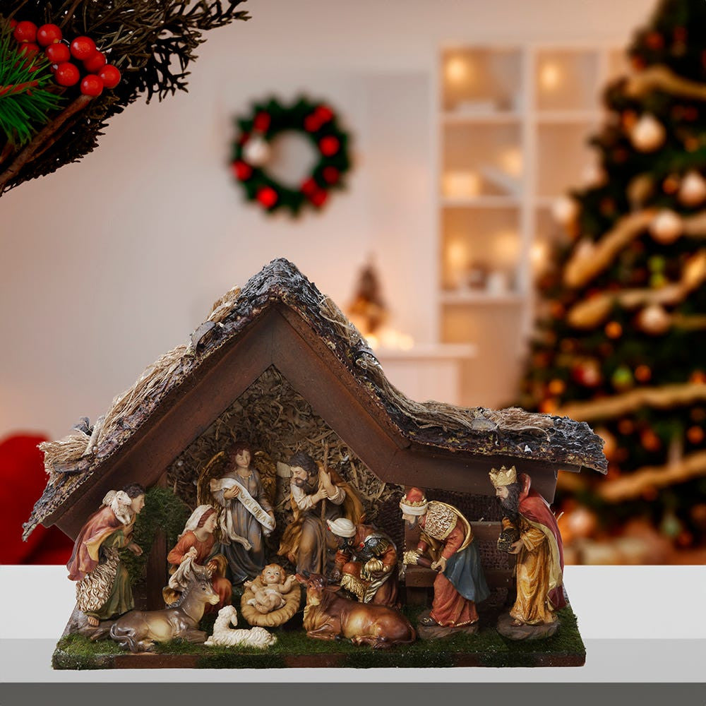 Musical LED Lighted Nativity Set With Stable