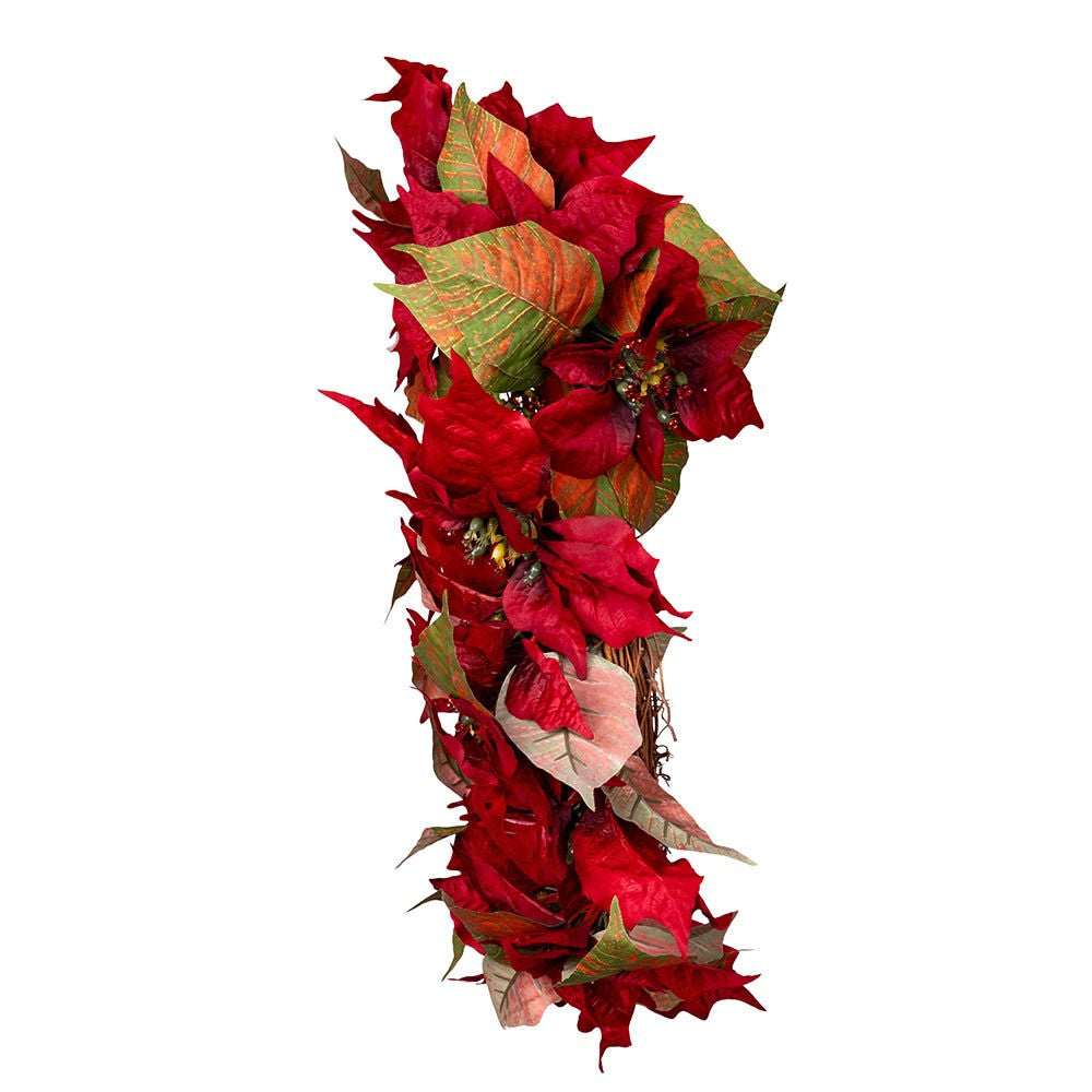 24" Un-Lit Red Poinsettia Wreath
