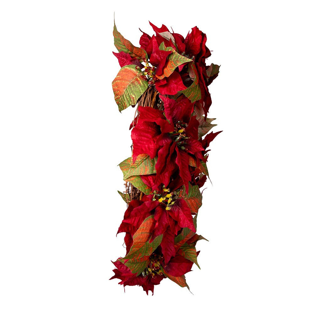 24" Un-Lit Red Poinsettia Wreath