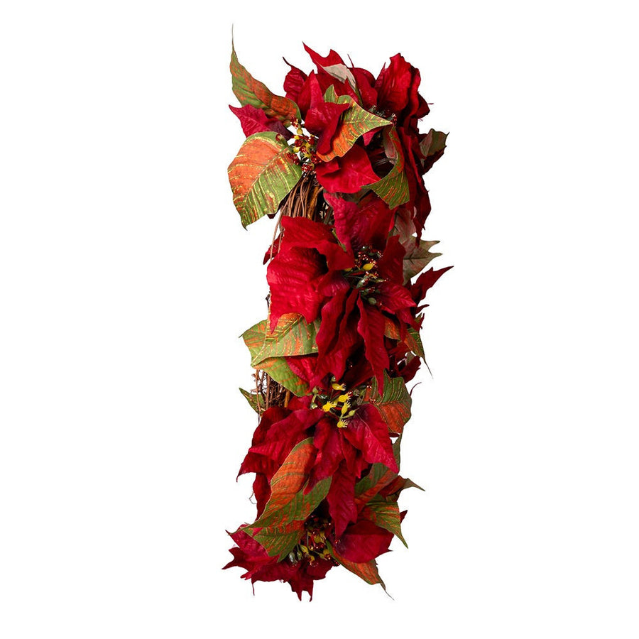 24" Un-Lit Red Poinsettia Wreath