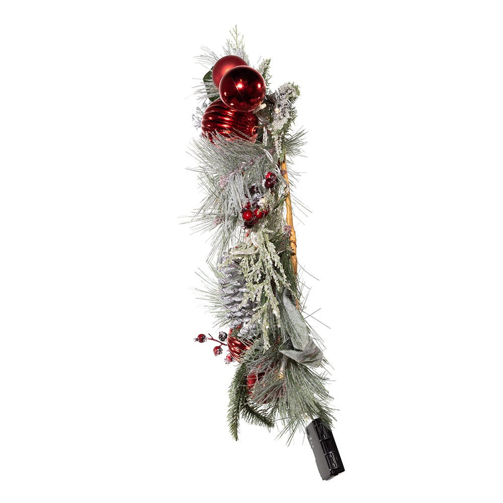 22" Battery-Operated Pre-Lit Warm White LED Silver Decorated Wreath