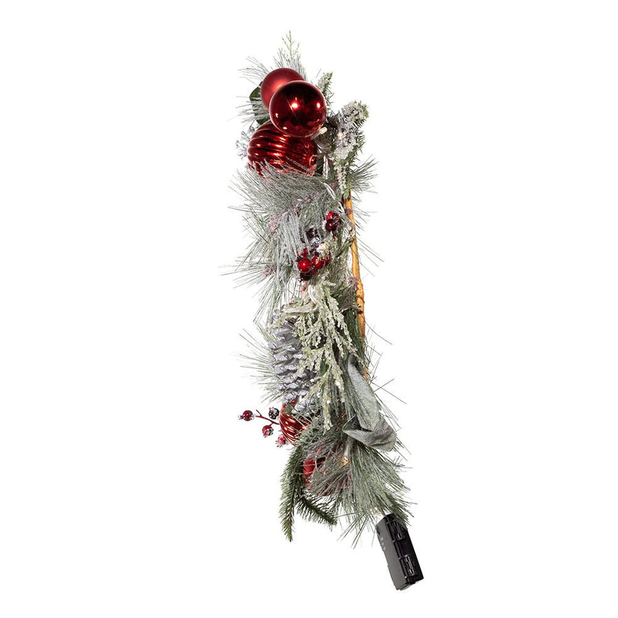 22" Battery-Operated Pre-Lit Warm White LED Silver Decorated Wreath