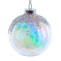 120MM Plastic Glittered Iridescent Ball Ornament
