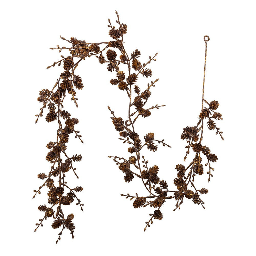 Copper Glittered Pinecone Garland