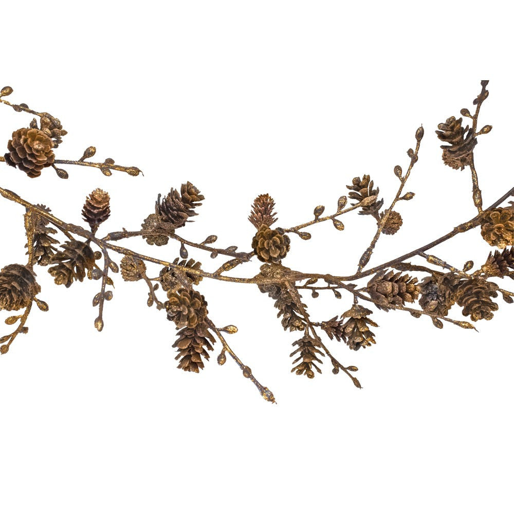 Copper Glittered Pinecone Garland