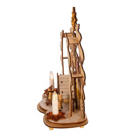 Battery Operated Wooden Village House with Santa