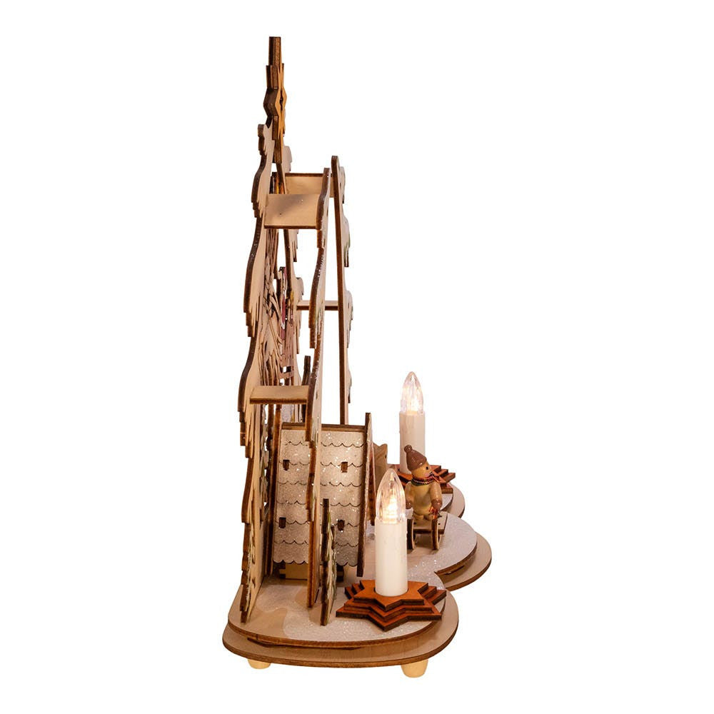 Battery Operated Wooden Village House with Santa
