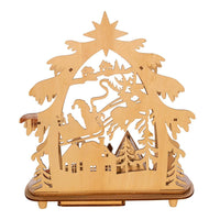 Battery Operated Wooden Village House with Santa