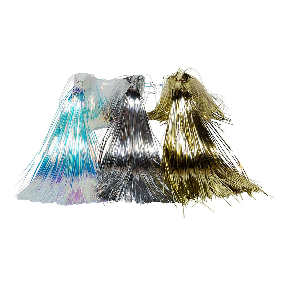 18" Unlit Gold, Silver & Iridescent Tinsel Strips