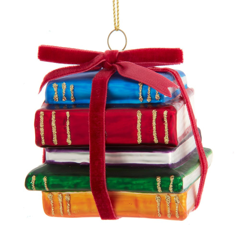 Glass Book Stack Ornament