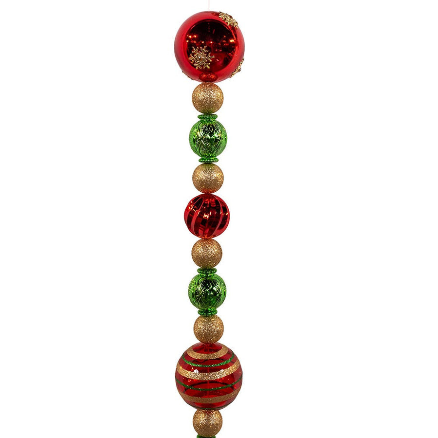 6' 90MM Shatterproof Jumbo Red, Green & Gold Garland