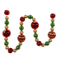 6' 90MM Shatterproof Jumbo Red, Green & Gold Garland