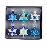 Jewish Stars With Glitter Glass Ornaments
