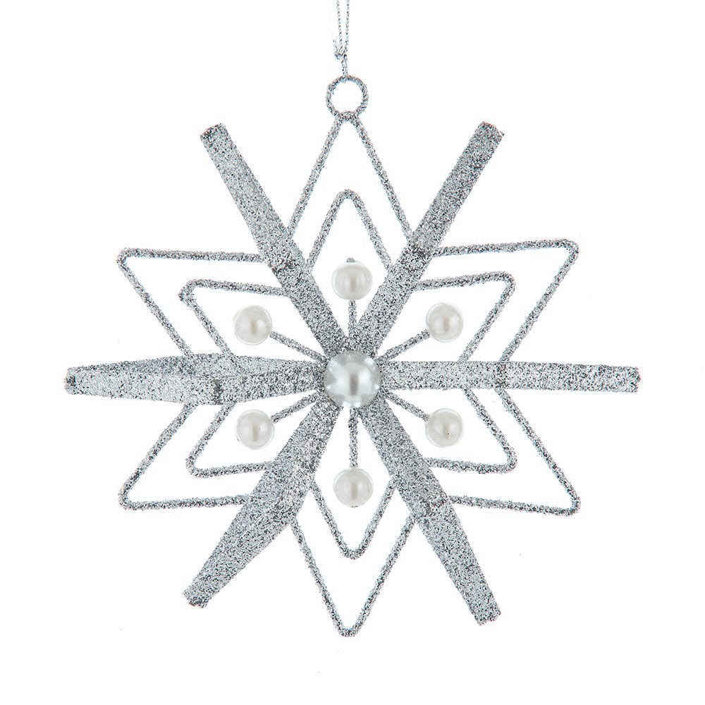 Silver Glittered Snowflake Ornament