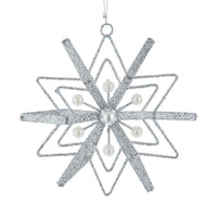 Silver Glittered Snowflake Ornament