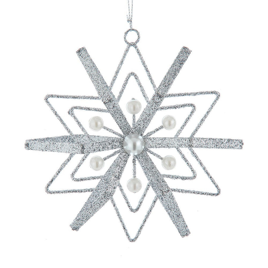 Silver Glittered Snowflake Ornament