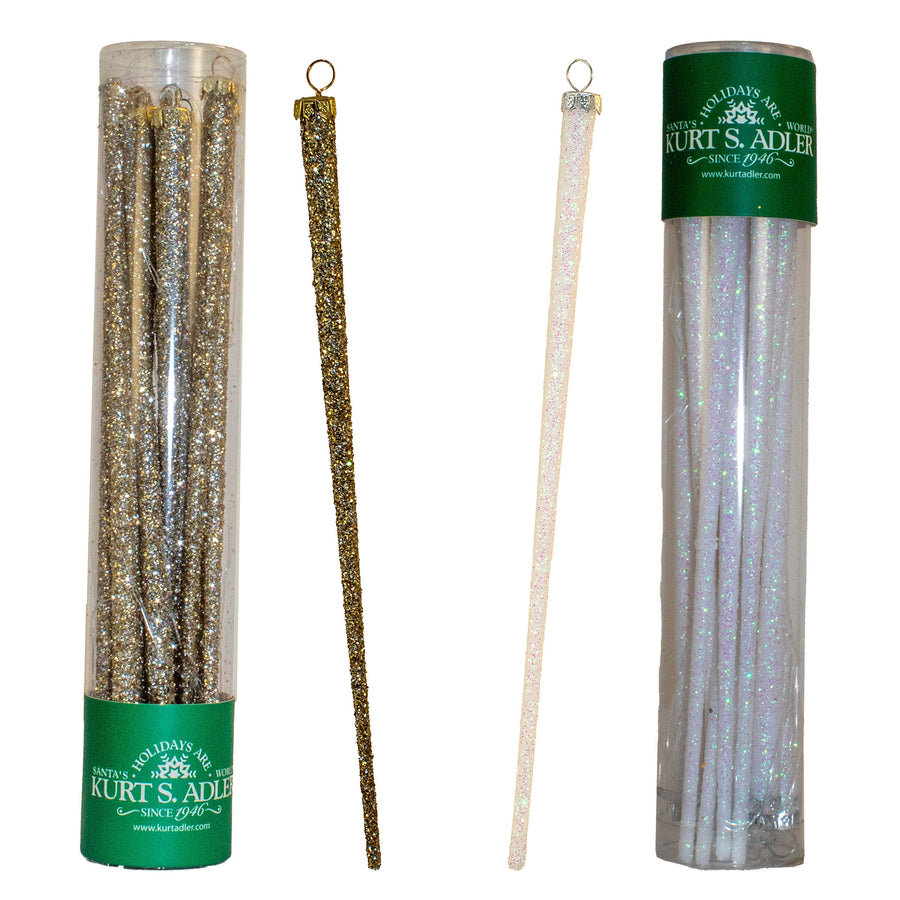Silver & Iridescent Glittered Icicle Ornaments