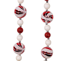 Red and White Glitter Candy Ball Garland