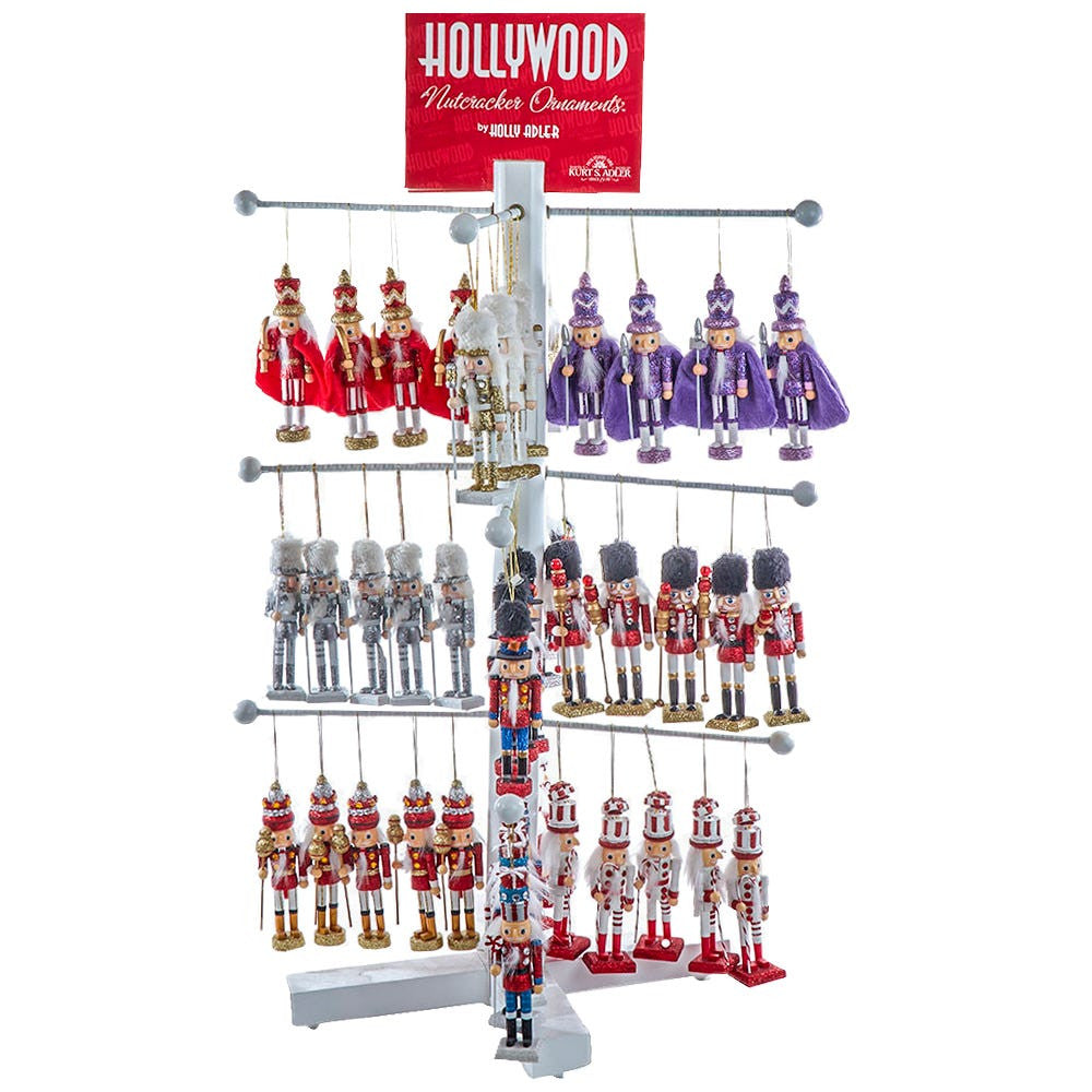 6" Hollywood Nutcrackers™ Ornament Assortment With Ornament Stand