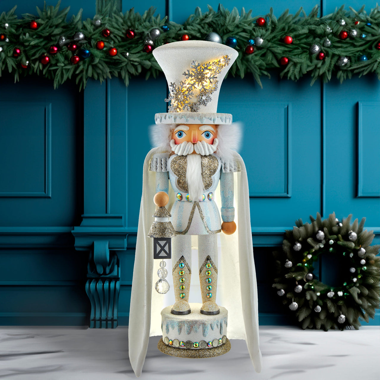 18" Hollywood Nutcrackers™ White Snowflake LED Soldier Nutcracker