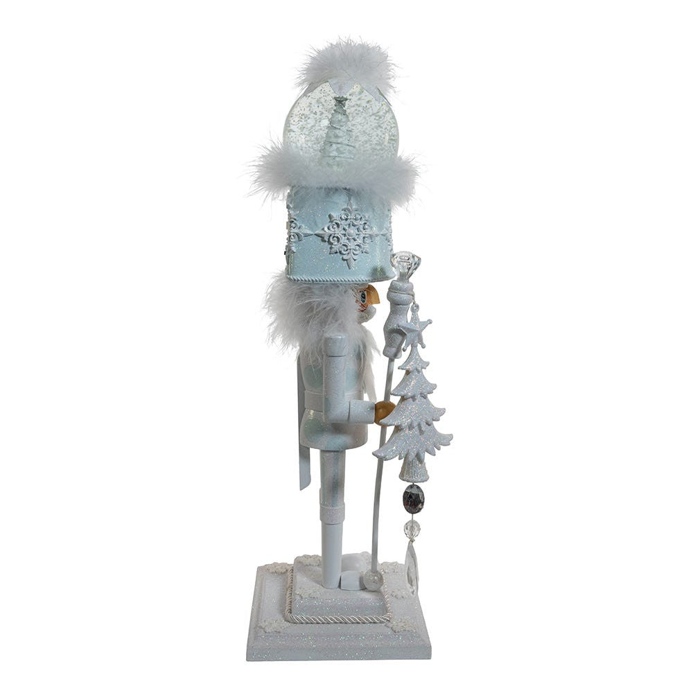 20" Hollywood Nutcrackers™ Battery Operated Lighted Animated Musical White Soldier Water Globe Hat Nutcracker