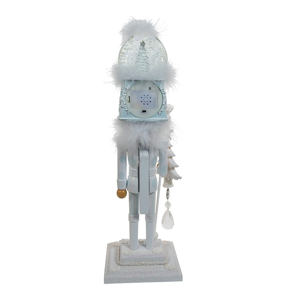 20" Hollywood Nutcrackers™ Battery Operated Lighted Animated Musical White Soldier Water Globe Hat Nutcracker