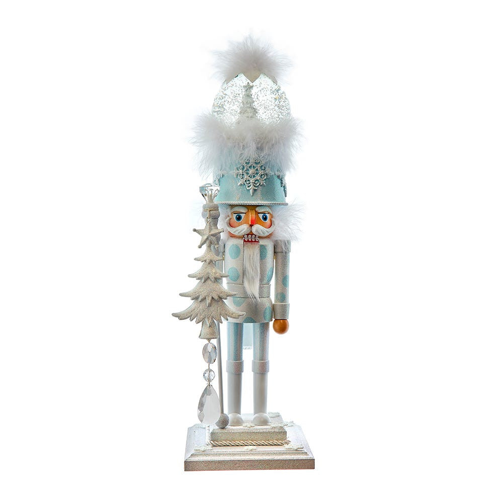 20" Hollywood Nutcrackers™ Battery Operated Lighted Animated Musical White Soldier Water Globe Hat Nutcracker