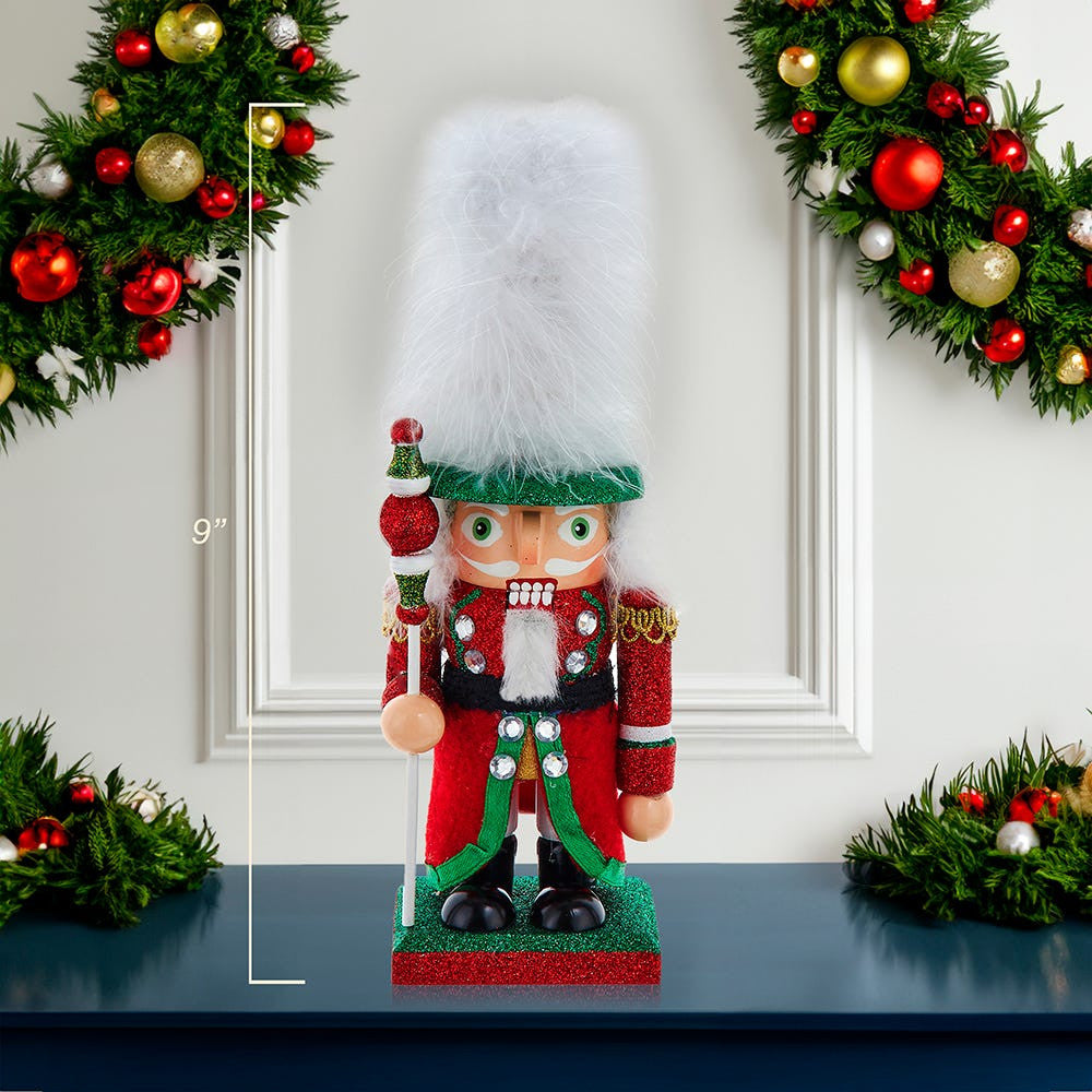 9" Hollywood Nutcrackers™ Red, Green & White Soldier Nutcracker