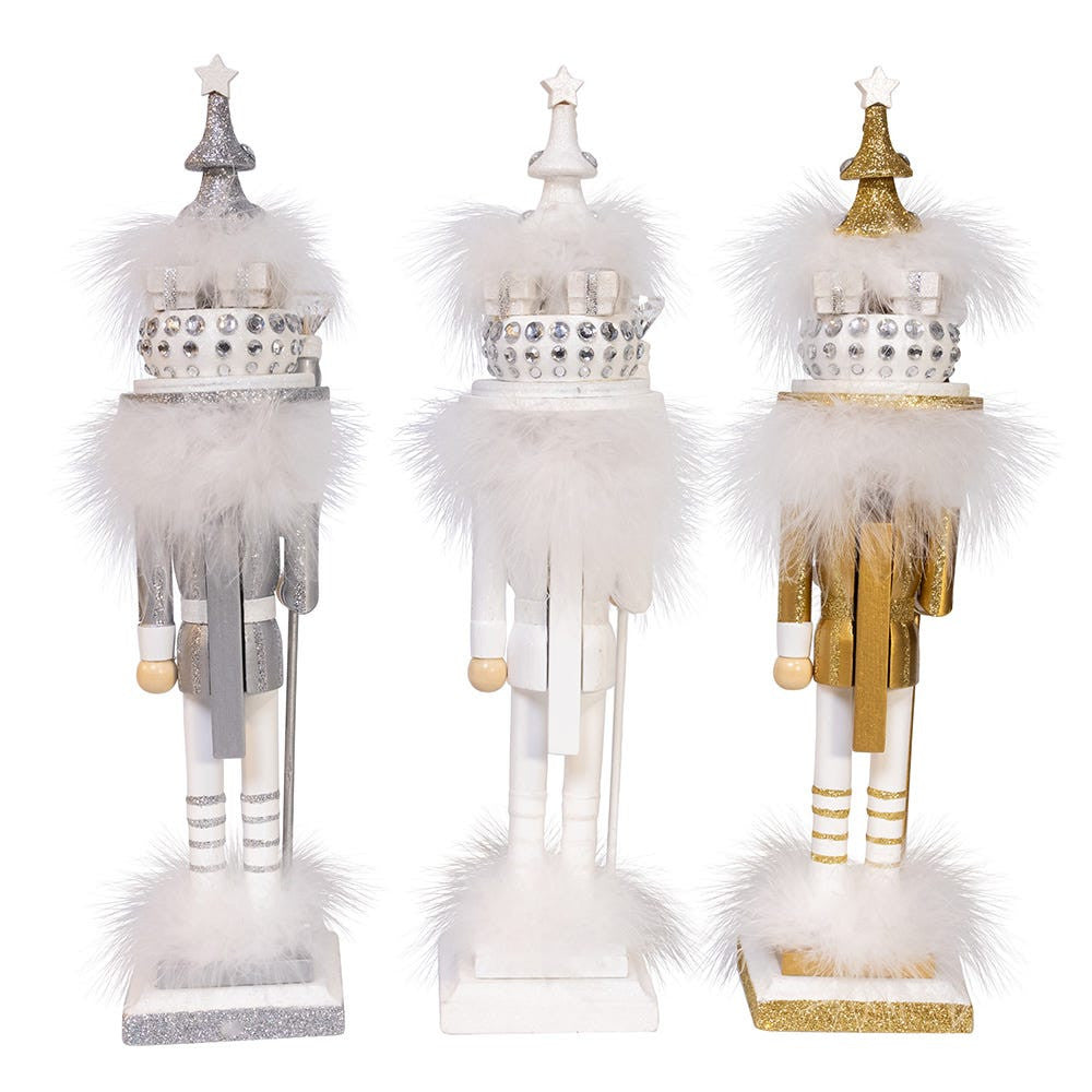 15" Hollywood Nutcrackers™ Gold, White & Silver Tree Hat Nutcrackers