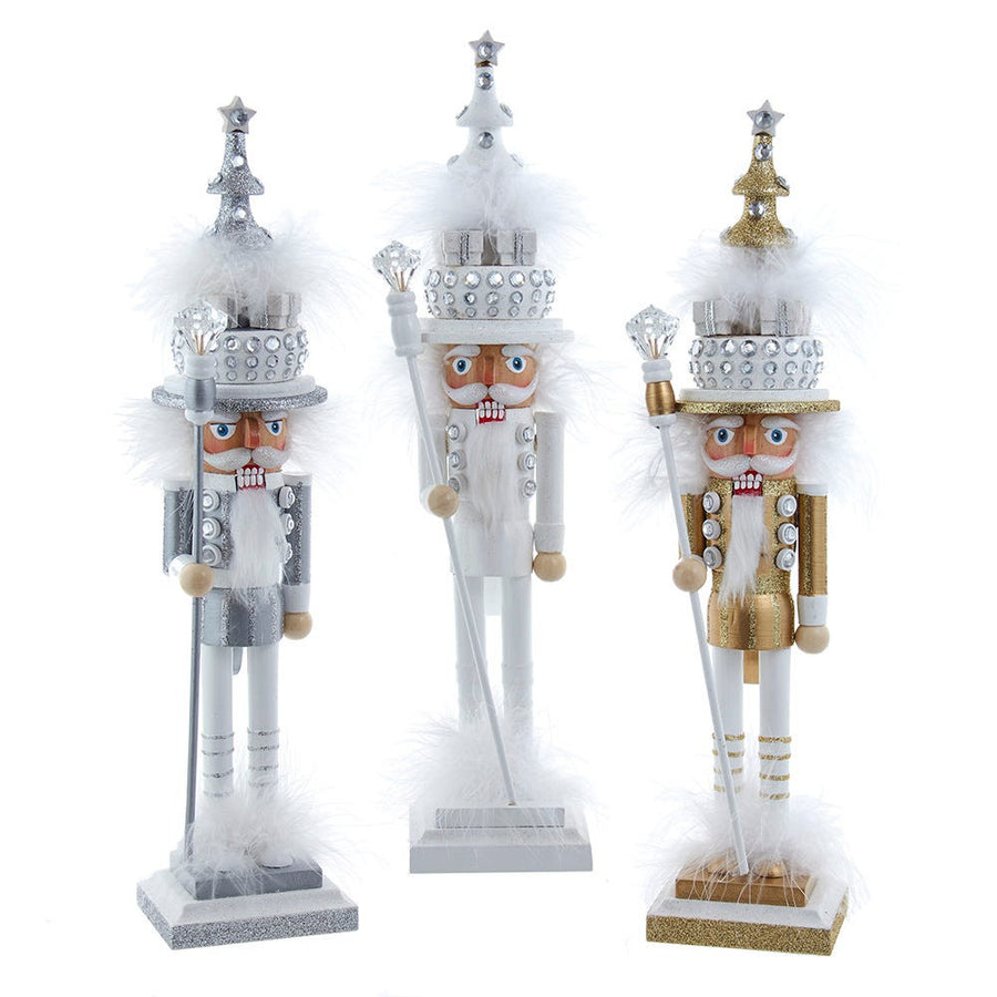 15" Hollywood Nutcrackers™ Gold, White & Silver Tree Hat Nutcrackers