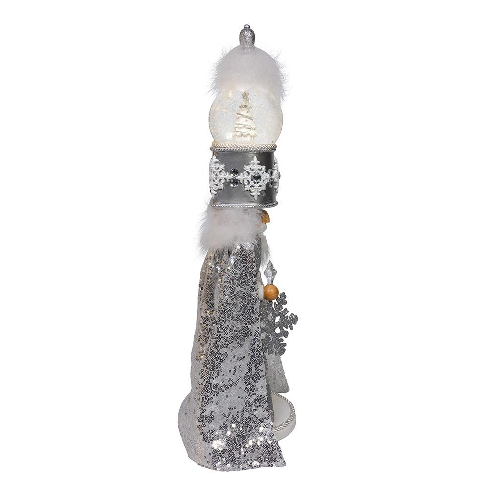 22" Hollywood Nutcrackers Musical Silver Nutcracker With Water Globe