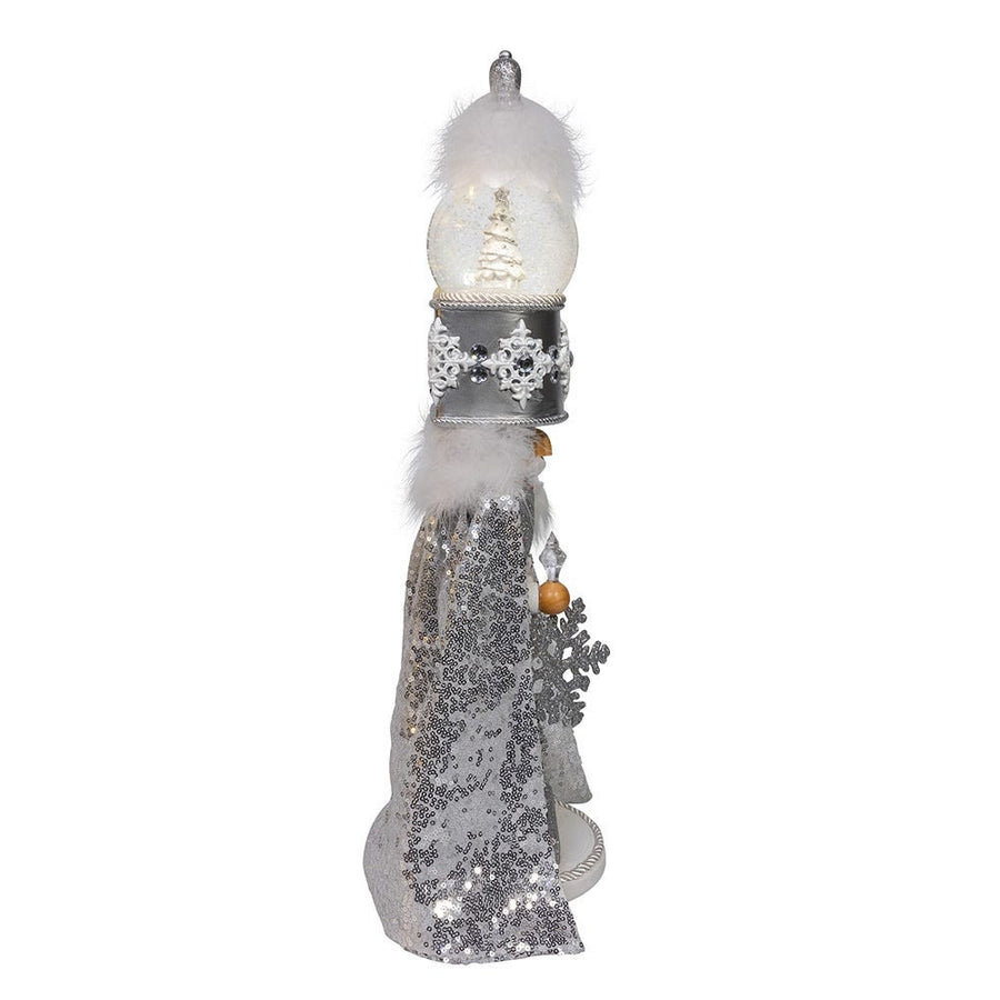 22" Hollywood Nutcrackers Musical Silver Nutcracker With Water Globe